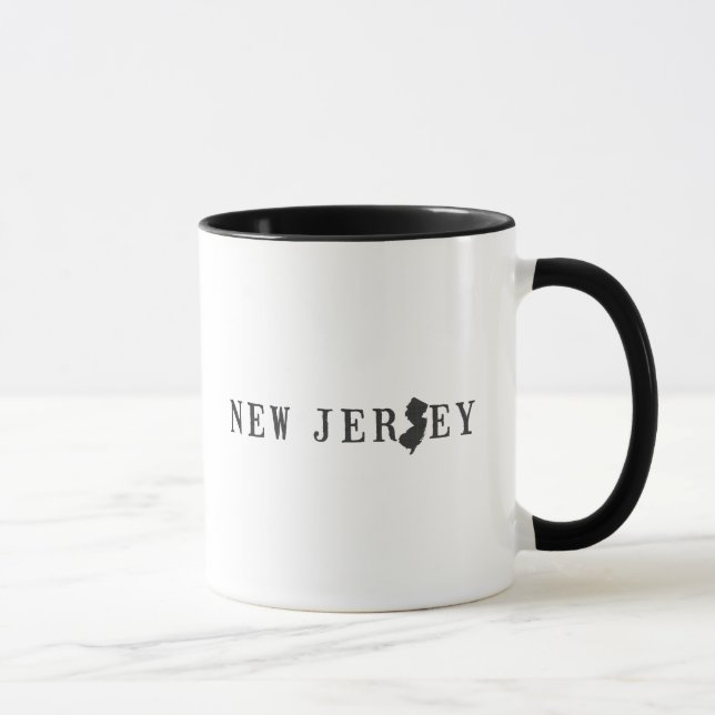 New Jersey Name with State Shaped Letter Mug (Right)