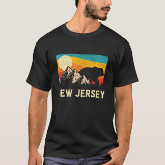 New Jersey Nature Wild Bear Retro Sunset Hiking T-Shirt