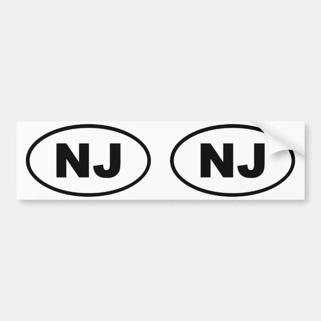New Jersey NJ oval Bumper Sticker (Front)
