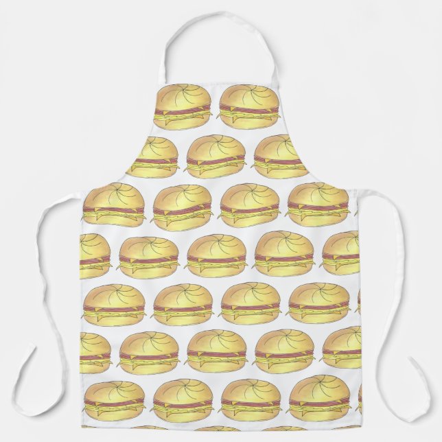 New Jersey NJ Pork Roll Ham Egg Breakfast Sandwich Apron (Front)