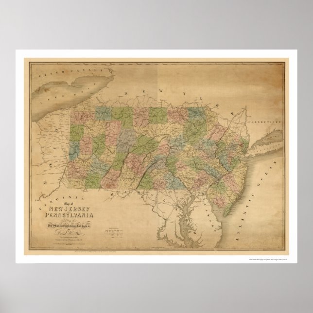 New Jersey & Pennsylvania Railroad Map 1839 Poster (Front)