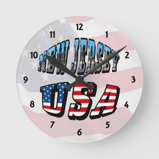 New Jersey Picture and USA Text Clock (Front)