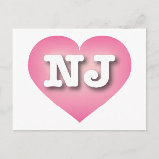 New Jersey Pink Fade Heart - I love NJ Postcard
