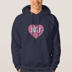 New Jersey Pink Heart - I love NJ Hoodie