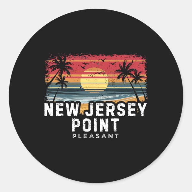 New Jersey Point Pleasant Surfboard Beach  Classic Round Sticker (Front)