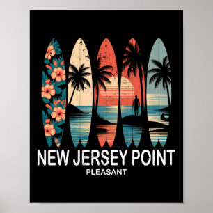 New Jersey Point Pleasant Surfboard Surfing Retro Poster