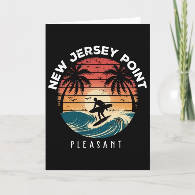 New Jersey Point Pleasant Surfboard Waves Beach  Card (Front)