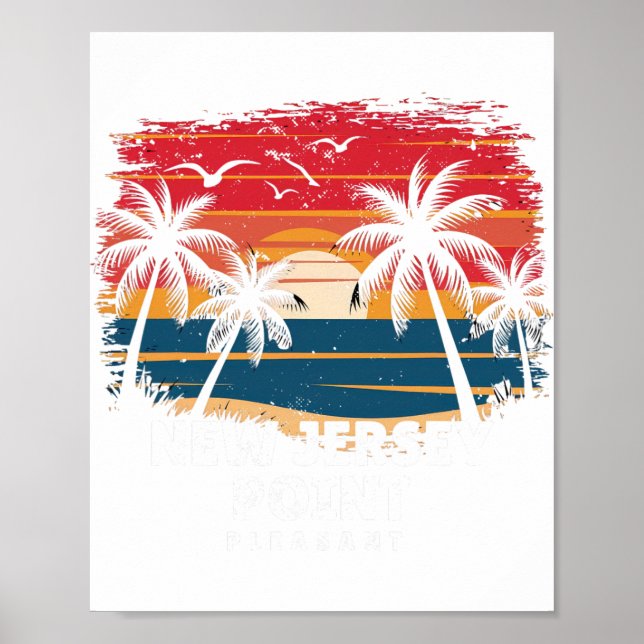 New Jersey Point Pleasant Surfboarder Palm Tree So Poster (Front)