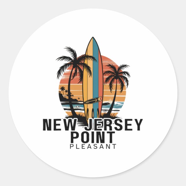 New Jersey Point Pleasant Surfing Surfer _1  Classic Round Sticker (Front)