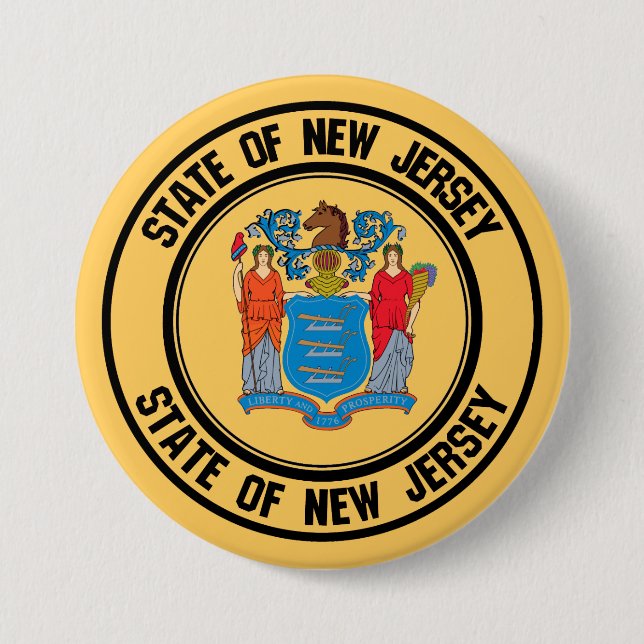 New Jersey Round Emblem 7.5 Cm Round Badge (Front)