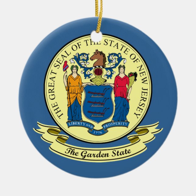 New Jersey Seal Ceramic Tree Decoration (Front)