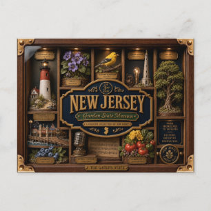 New Jersey Shadow Box 3D Figurine State Postcard