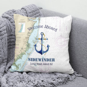 New Jersey Shore Authentic Nautical Boat Name Cushion