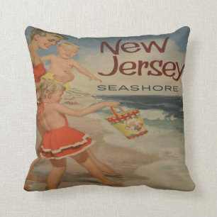 new jersey shore vintage tourist vacation cushion