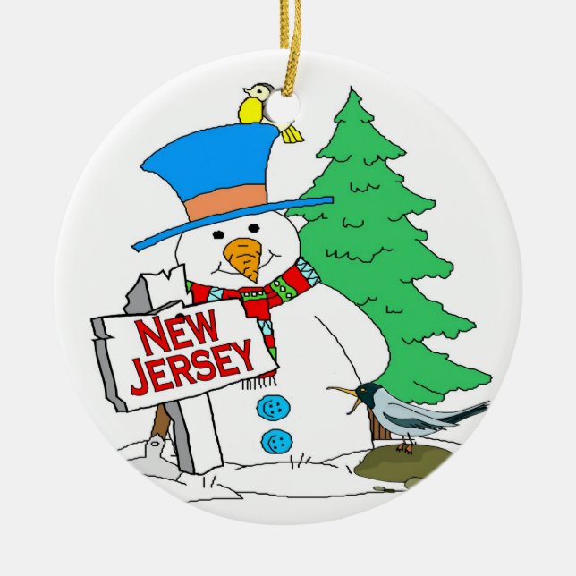New Jersey Snowman Ceramic Tree Decoration (Front)