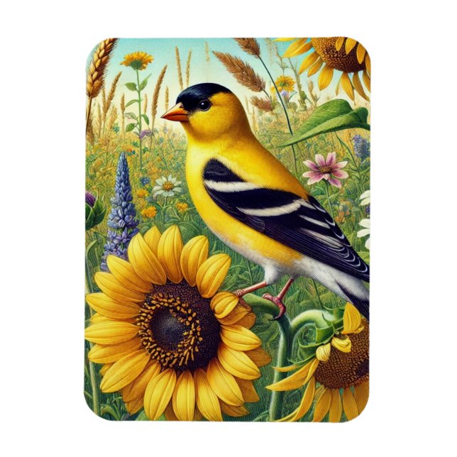 New Jersey State Bird Eastern Goldfinch Magnet (Vertical)