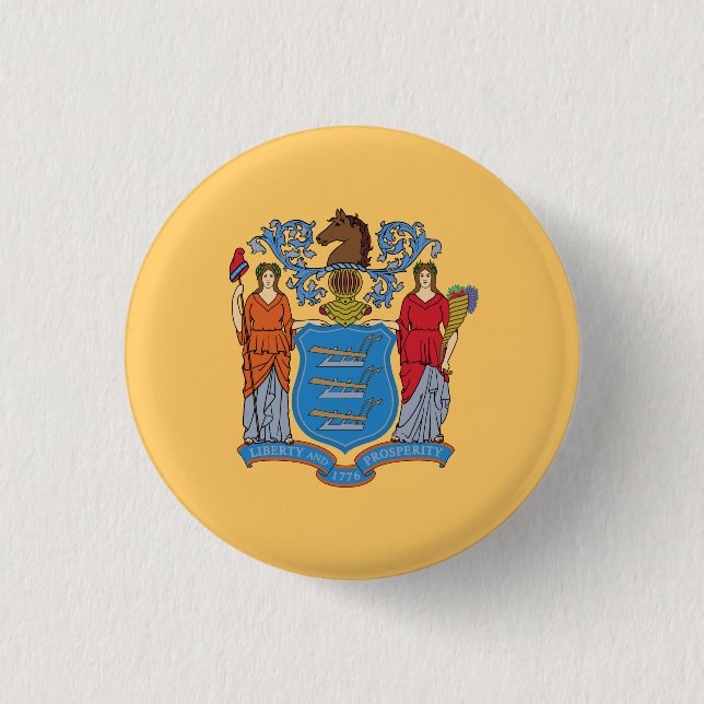 New Jersey State Flag 3 Cm Round Badge (Front)
