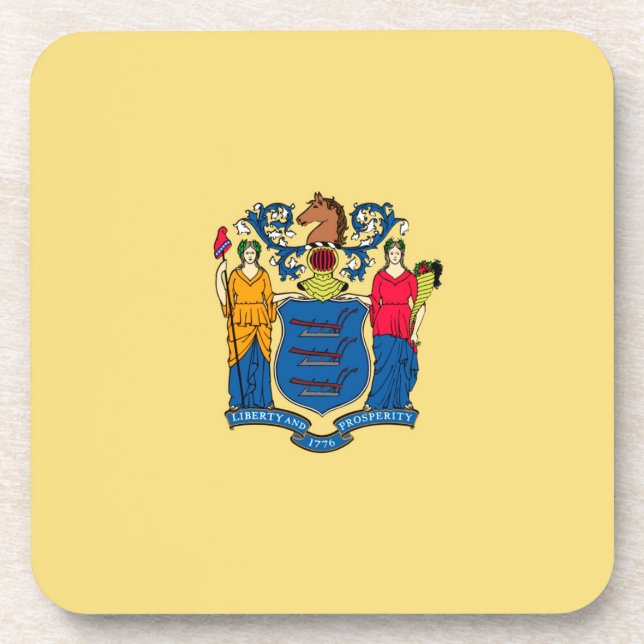New Jersey State Flag Design Decor Coaster (Front)