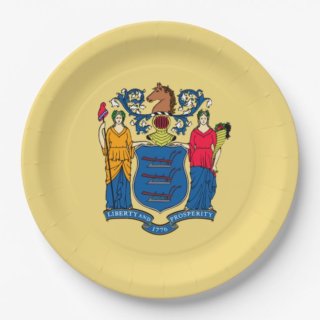 New Jersey State Flag Design Decor Paper Plate (Front)