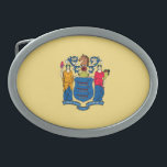 New Jersey State Flag Design Oval Belt Buckle<br><div class="desc">Here's a New Jersey State Flag Design presented on a variety of popular products. A great custom gift idea for all occasions and for anyone coming for a visit.</div>