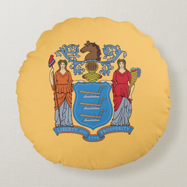 New Jersey State Flag Round Cushion (Front)