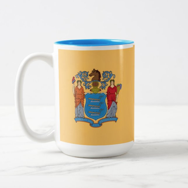 New Jersey State Flag Two-Tone Coffee Mug (Left)