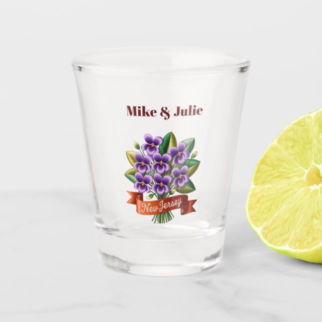 New Jersey State Flower Personalised Shot Glass (Front)