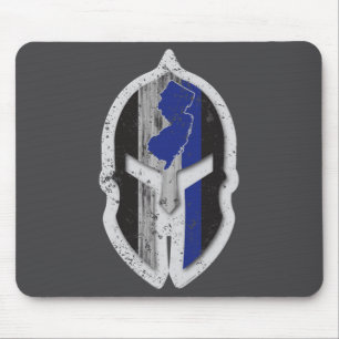 New Jersey State Lice Thin Blue Line Spartan _1 Mouse Pad