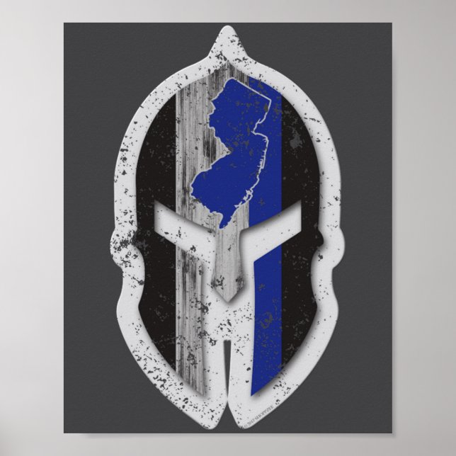 New Jersey State Lice Thin Blue Line Spartan _1  Poster (Front)