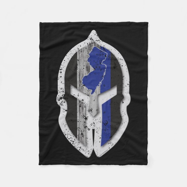 New Jersey State Lice Thin Blue Line Spartan  Fleece Blanket (Front)
