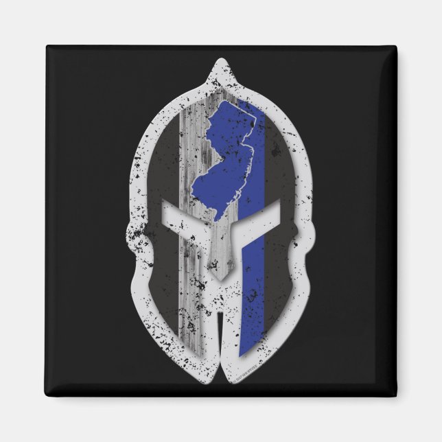New Jersey State Lice Thin Blue Line Spartan  Magnet (Front)