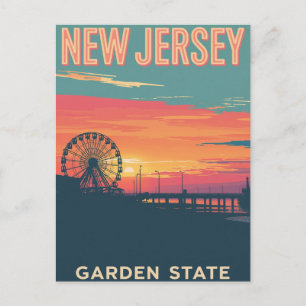 New Jersey Sunset Boardwalk Postcard