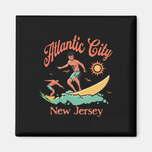 New Jersey Surfer Atlantic City Nj Surfing Beach V Magnet