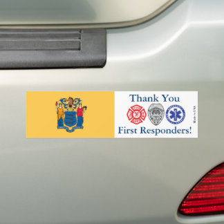 New Jersey Thank You First Responders  Bumper Sticker