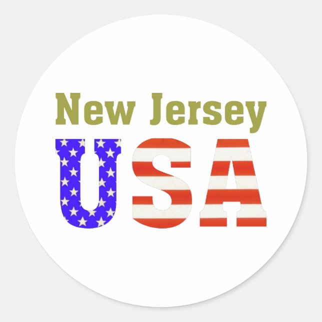 New Jersey USA! Classic Round Sticker (Front)