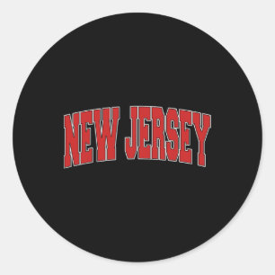 New Jersey Usa State Nj Varsity Style Vintage Spor Classic Round Sticker