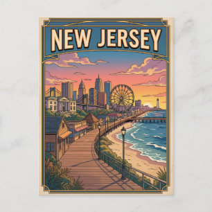 New Jersey Vintage Anime Travel Postcard