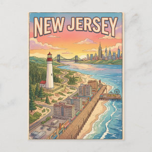 New Jersey Vintage Anime Travel Postcard