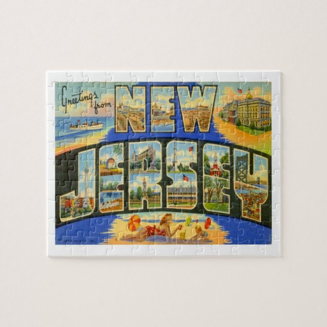 New Jersey Vintage Travel Jigsaw Puzzle (Horizontal)