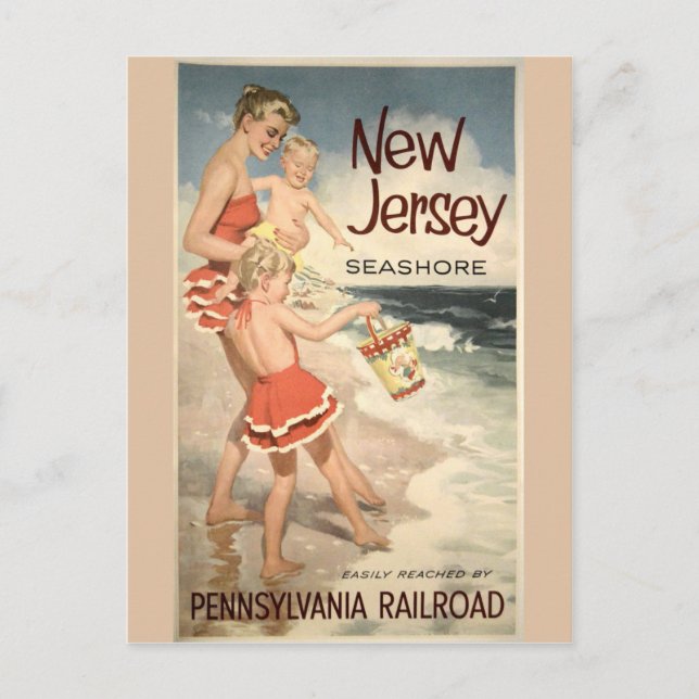 New Jersey Vintage Travel Poster Postcard (Front)