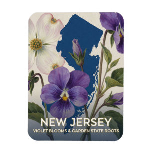 New Jersey Violet State Flower Botanical Scene Magnet