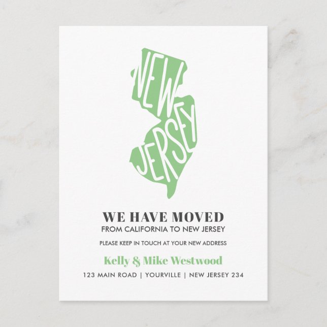 NEW JERSEY We've moved New address New Home  Postc Postcard (Front)