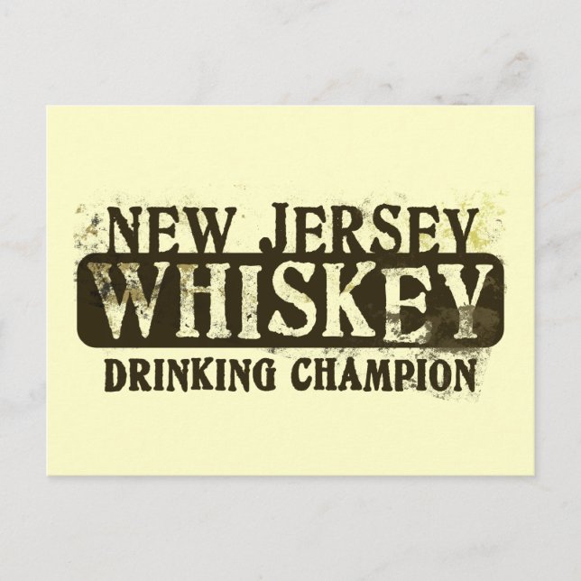 New Jersey Whiskey Drinking Champion Postcard (Front)