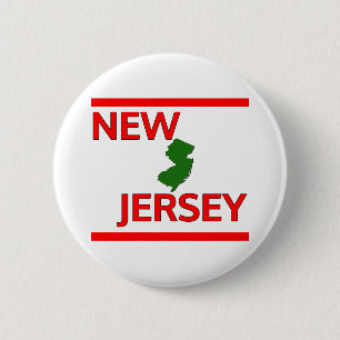 New Jersey with State outline 6 Cm Round Badge