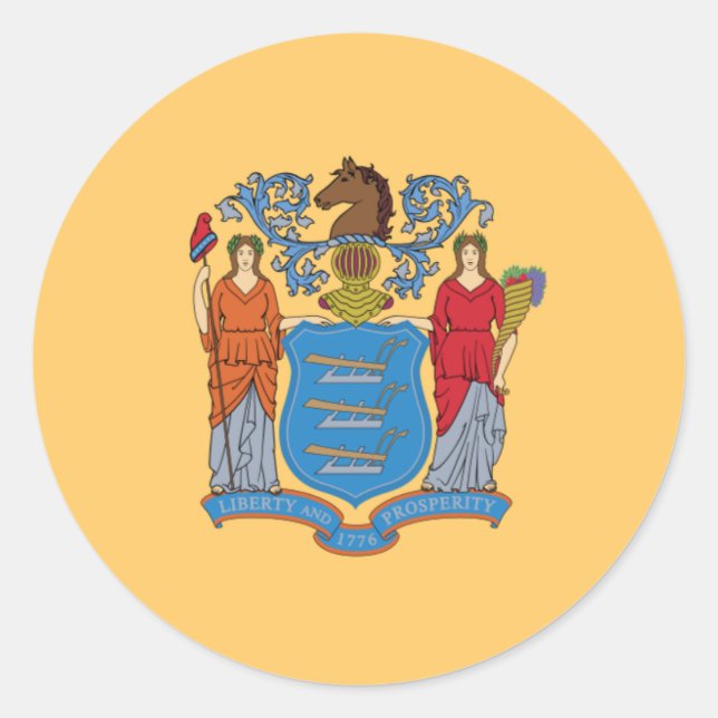 New Jerseyan Flag, Flag of New Jersey Classic Round Sticker (Front)