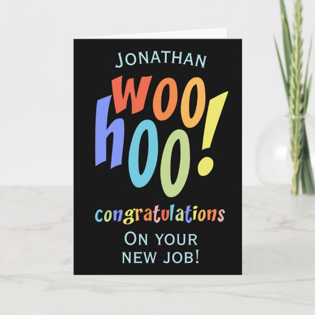 New Job Congratulations Fun Typography Card (Front)