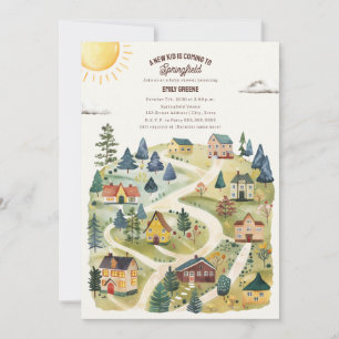New Kid Hometown Neutral Fall Baby Shower Invitation