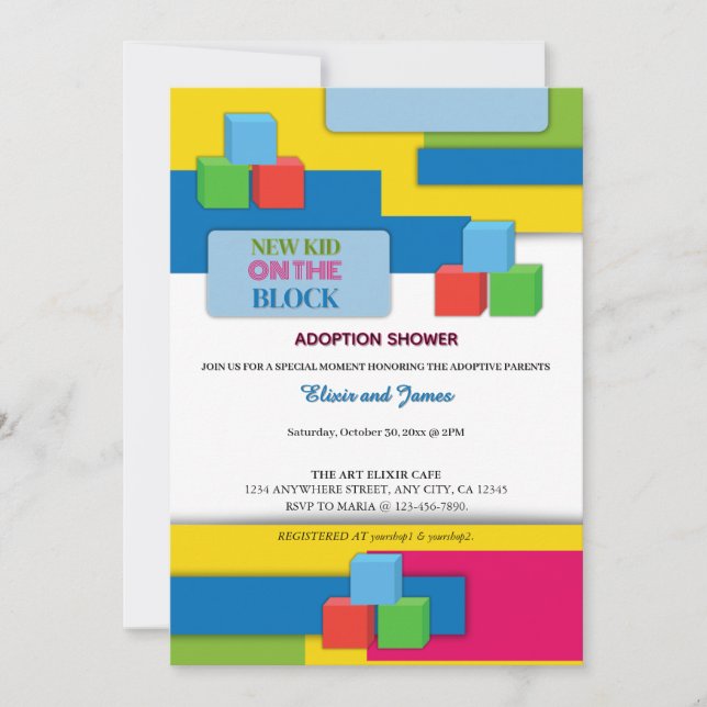 New Kid On The Block Adoption Foster Baby Shower Invitation (Front)