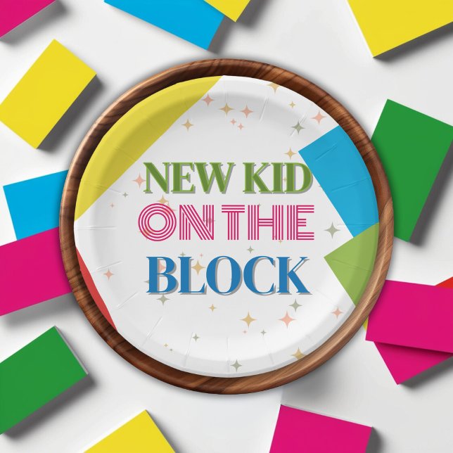 New Kid on the Block Colourful Baby Shower Paper Plate (Creator Uploaded)