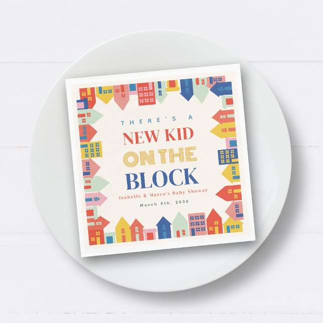 New Kid On The Block Houses Neutral Baby Shower Napkin (Creator Uploaded)